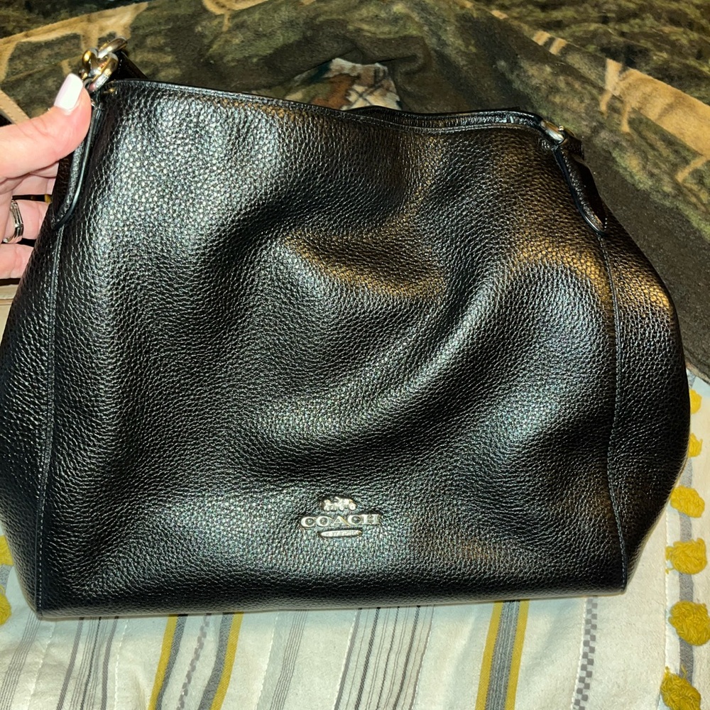 Coach Pebbled Black Leather Tote